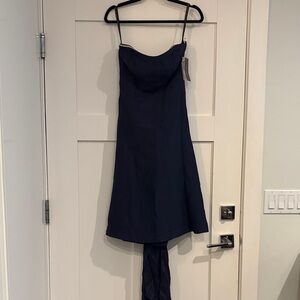 Jenny Yoo Midnight Blue Silk Strapless Dress